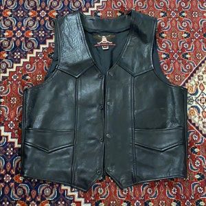 Leather motorcycle vest